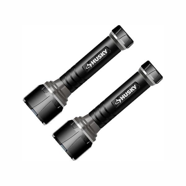 Husky 500 Lumens LED Virtually Unbreakable Aluminum Flashlight (2-Pack)