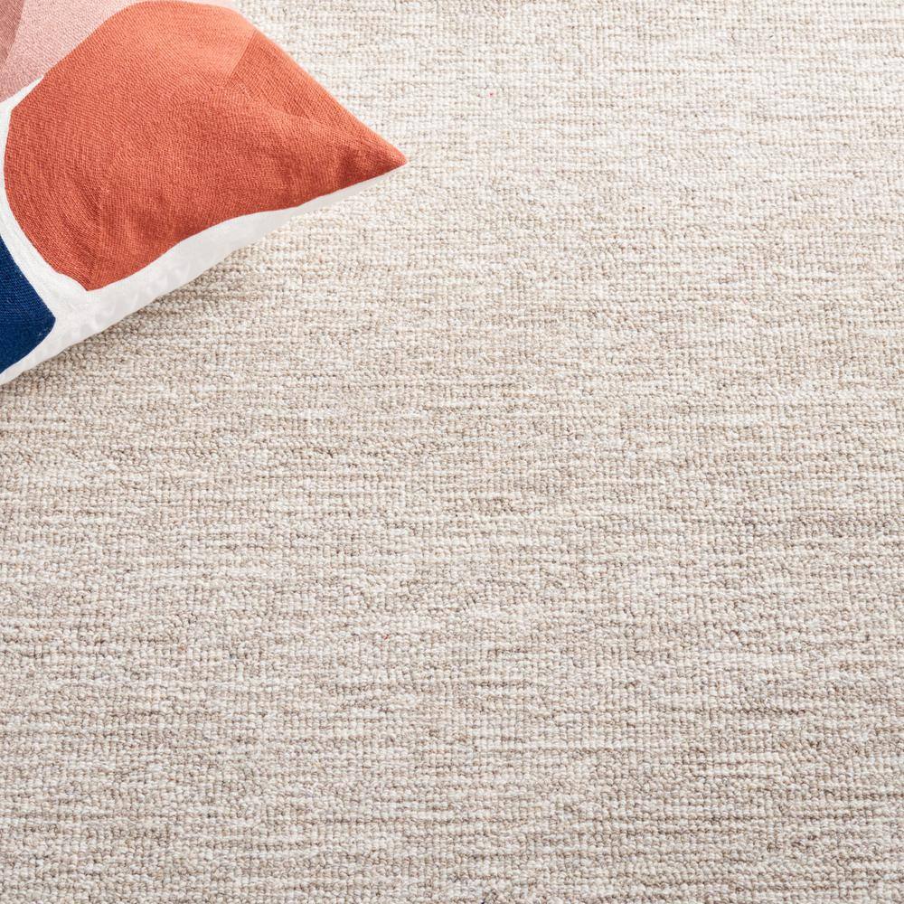 Ivory Abstract Handmade Wool Tufted Square Rug 6x6 ft