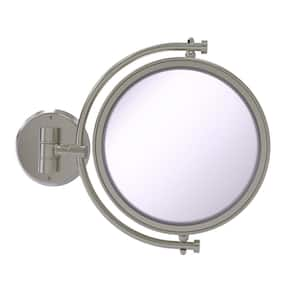 8 Inch Wall Mounted Make-Up Mirror 4X Magnification in Satin Nickel