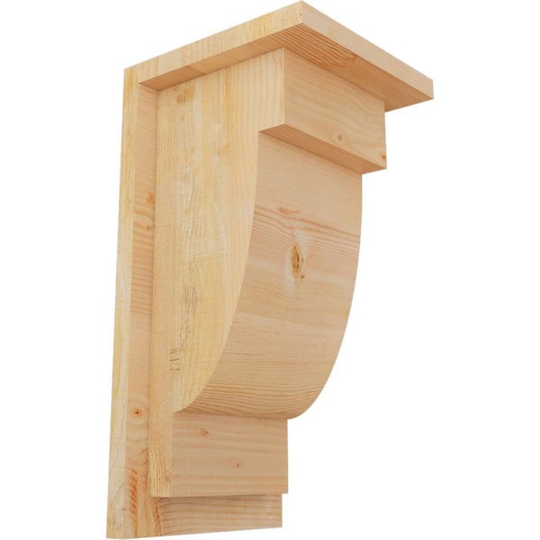 Ekena Millwork 8 in. x 8 in. x 16 in. Douglas Fir Alpine Rough Sawn Corbel with Backplate