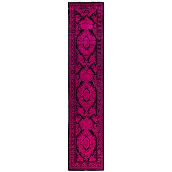 Overdyed Pink 2 ft. x 12 ft. Solid Wool Indoor Runner Rug