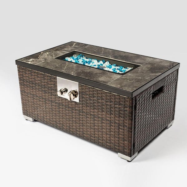 32 in. 50000 BTU Steel Propane Smokeless Fire Pit Table with Removable Anti-Rust Lid and Stainless Steel Burner, Brown