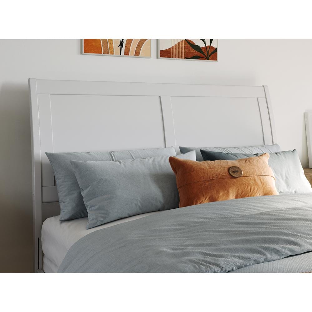 Portland White Solid Wood Full Platform Bed with Headboard