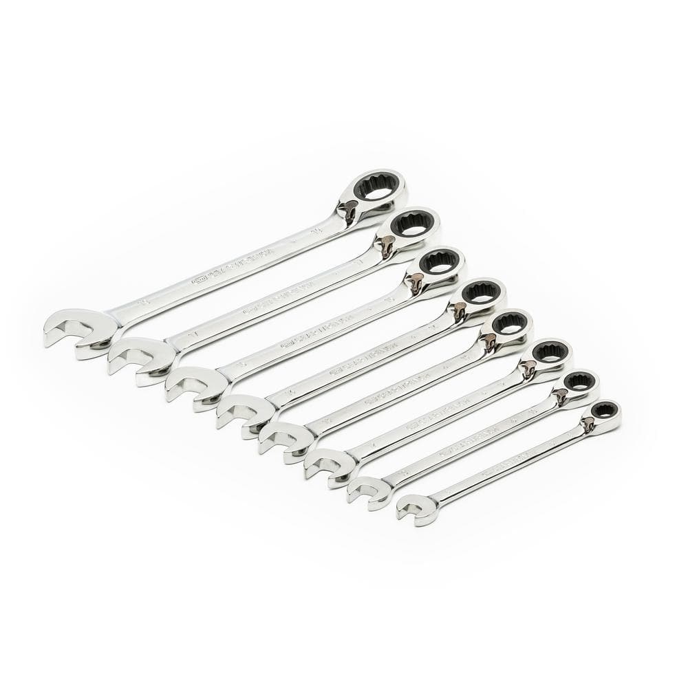 8-Piece Chrome Metric Reversible Ratcheting Wrench Set