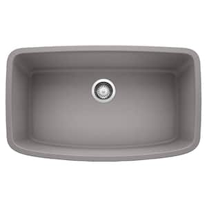 Valea Undermount Granite 32 in. x 19 in. Single Bowl Kitchen Sink in Metallic Gray