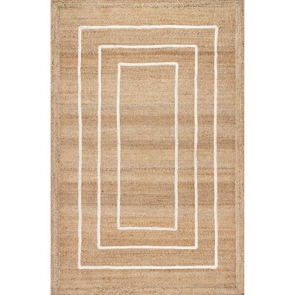 RUGS USA Elemore Geometric Jute Area Rug Ivory 10  ft. x 14  ft. Area Rug