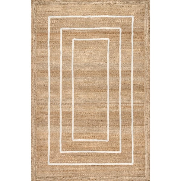 Elemore Geometric Jute Ivory 6 ft. x 9 ft. Indoor/Outdoor Patio Rug