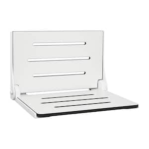 Silhouette Folding Wall Mount Shower Bench Seat, White Seat with White Frame