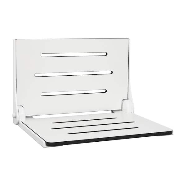 SEACHROME Silhouette Folding Wall Mount Shower Bench Seat, White Seat with White Frame
