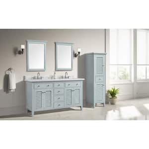 Fallworth 61 in. W x 22 in. D Bath Vanity in Light Green with Marble Vanity Top in Carrara White with White Basin