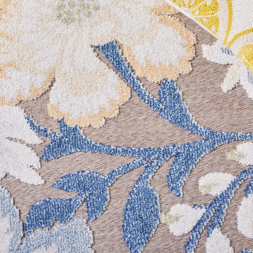 Sarasota Navy & Brown Floral Synthetic Area Rug - 59"x95"