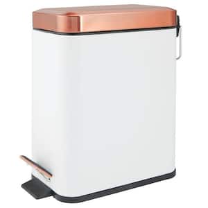 1.3 Gal. Bathroom Small Metal Lidded Step Trash Can with Removable Liner Bucket in. White