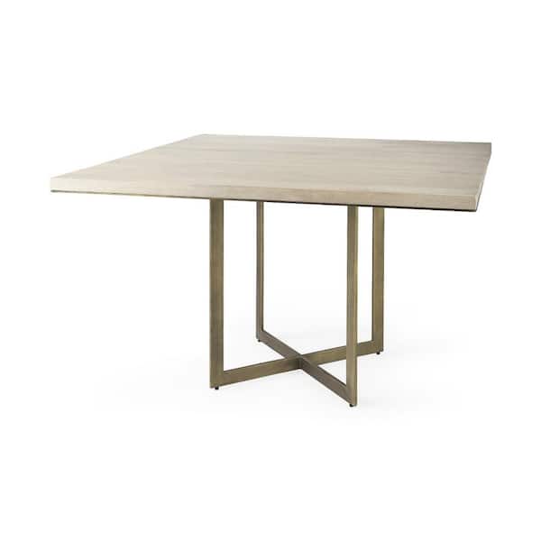 Off White Wood 48 in. 4 Legs Dining Table Seats 6)