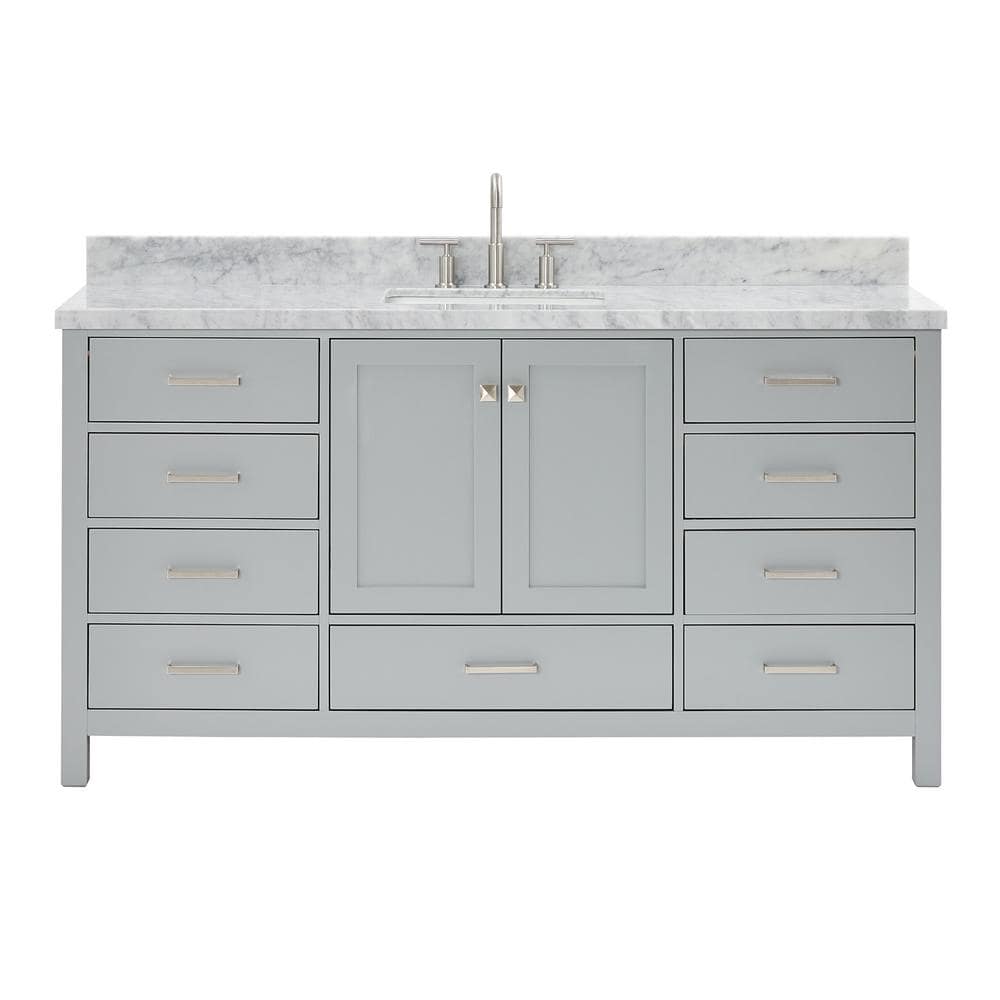 Cambridge 67" Gray Wood Vanity with Carrara Marble Top