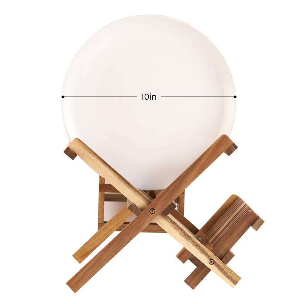 Foldable Acacia Wood 2-Tier Dish Rack with Utensil Holder