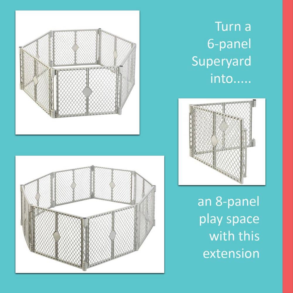 Gray Plastic Two-Panel Dog Playpen Extension