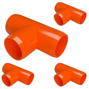 1 in. Furniture Grade PVC Tee in Orange (4-Pack)