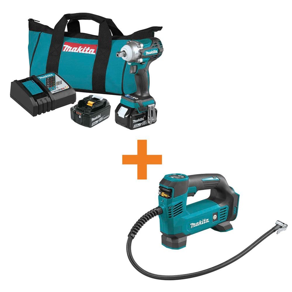 18V LXT Brushless 4-Speed 1/2 in. sq. Drive Impact Wrench Kit (5.0Ah) with 18V LXT Electric Portable Inflator price history on PriceWatchPro