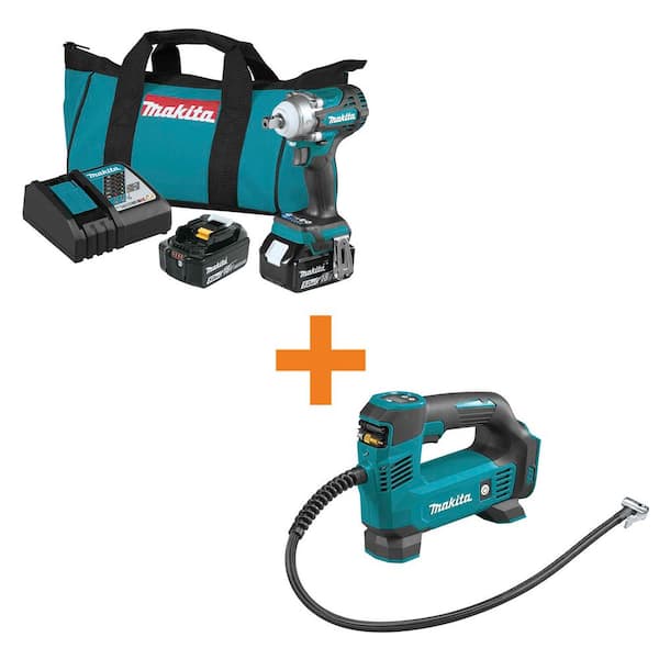 18V LXT Brushless 4-Speed 1/2 in. sq. Drive Impact Wrench Kit (5.0Ah) with 18V LXT Electric Portable Inflator