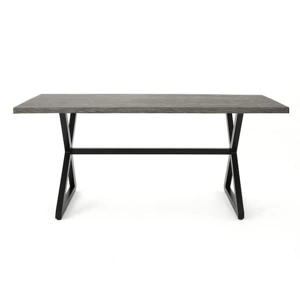 Dion Grey 7-Piece Metal Outdoor Dining Set with Silver Cushions