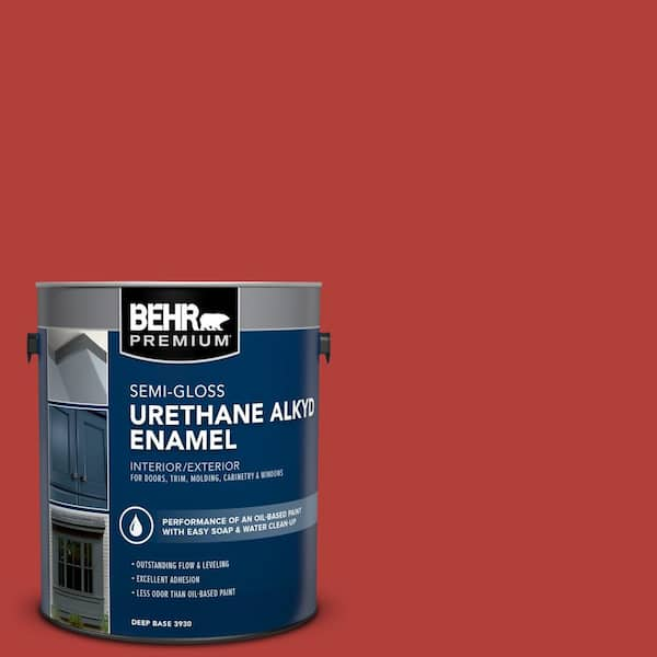 BEHR PREMIUM 1 gal. #170B-7 Red Tomato Urethane Alkyd Semi-Gloss Enamel Interior/Exterior Paint