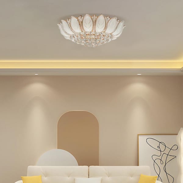 xyzライト OUKANING 23.62 in. 7-Light Modern Gold Lotus Flower Shape