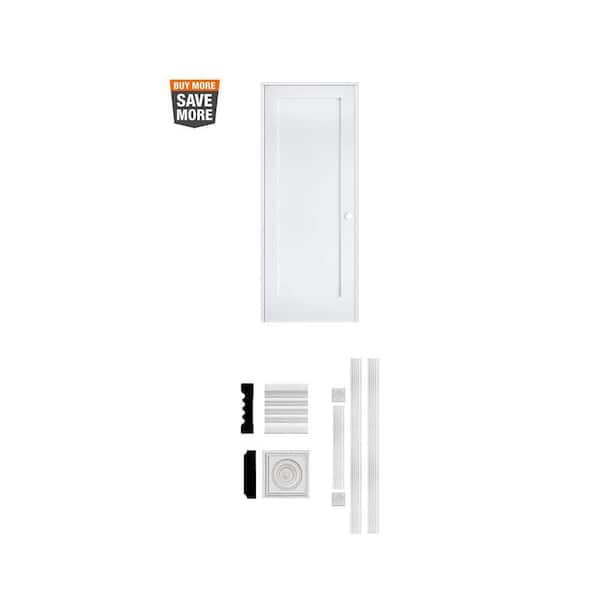 30 in. x 80 in. Shaker 1-Panel Interior Door and 3/4 in. x 3 in. x 8 ft. MDF Fluted Door Casing Bundle