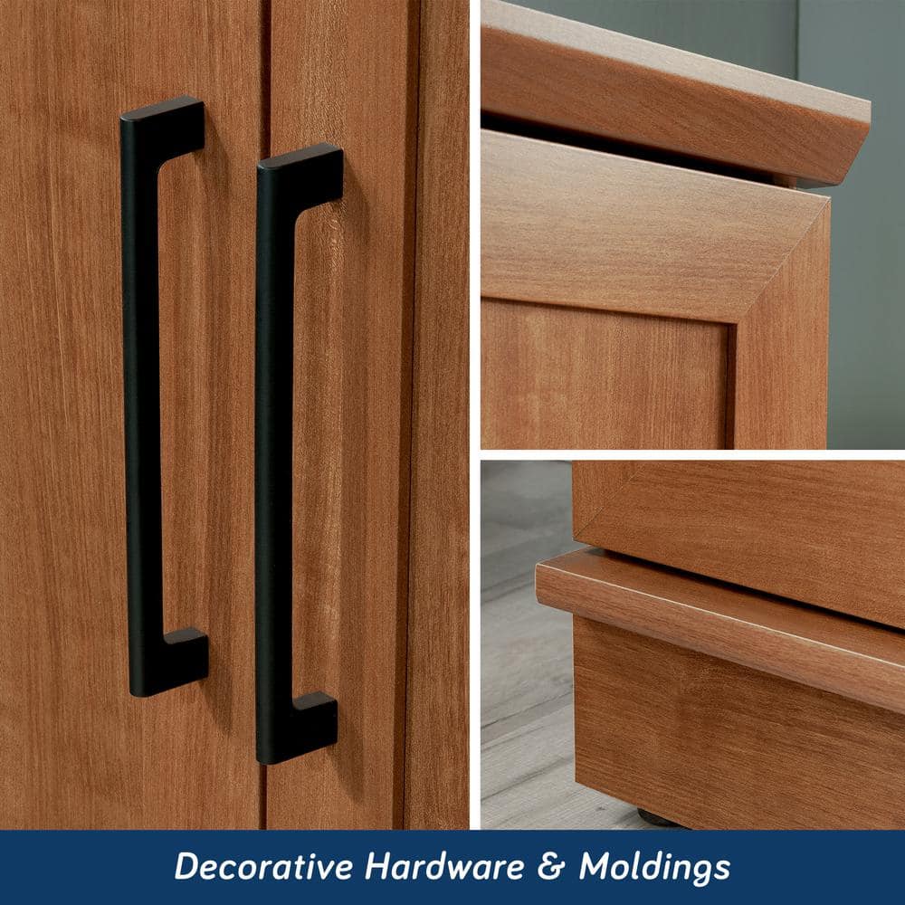 Sienna Oak Freestanding Storage Cabinet with Adjustable Shelving