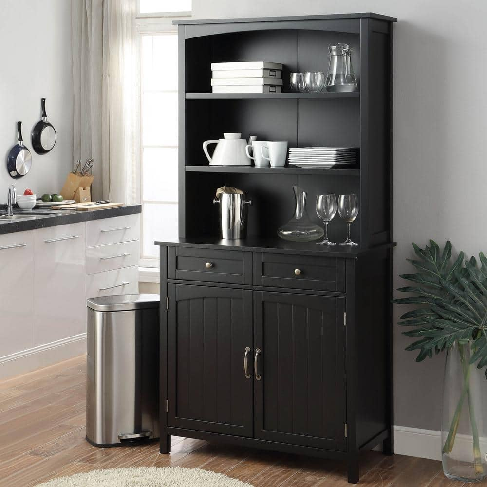 Farmhouse Black Wood 36 in. Buffet SKEGL19295D1BK - The Home Depot