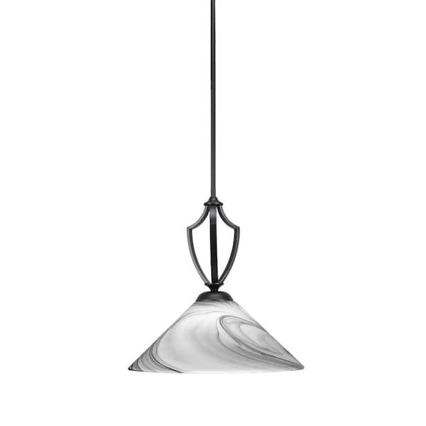 Unbranded Cleveland 100-Watt 1-Light Matte Black Shaded Mini Pendant Light with Glass Shade