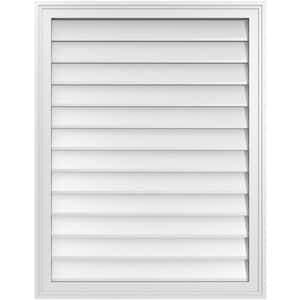 28 in. x 36 in. Vertical Surface Mount PVC Gable Vent: Decorative with Brickmould Frame