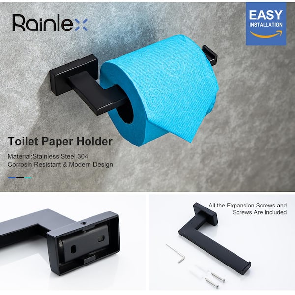 Black 5-piece Bath Hardware Set Hook Paper Holder Toilet Brush Holder Towel Rail 