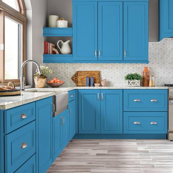 BEHR PREMIUM 1 qt. #AE-47 Horizon Blue Semi-Gloss Enamel Interior