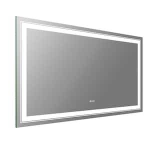 60 in. W x 36 in. H Rectangular Frameless Dimmable LED Light Anti-Fog Wall Bathroom Vanity Mirror Super Bright