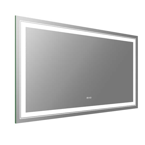 BWE 60 in. W x 36 in. H Rectangular Frameless Dimmable LED Light Anti-Fog Wall Bathroom Vanity Mirror Super Bright