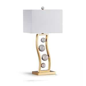 Wave 27 in. Brushed Brass Metal Table Lamp with Crystal Balls
