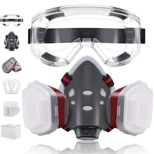 18 in 1 Gas Mask, Respirator Mask, Paint Mask, Reusable Mask, Silicone Material, Soft And Skin-Friendly, With Goggles