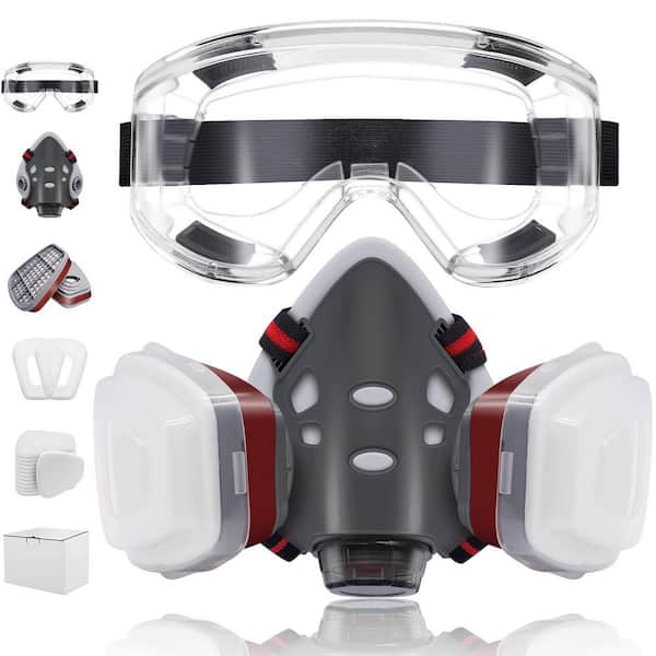Dyiom 18 in 1 Gas Mask, Respirator Mask, Paint Mask, Reusable Mask, Silicone Material, Soft And Skin-Friendly, With Goggles