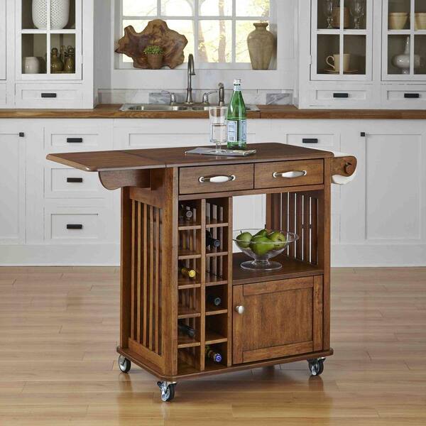 Home Styles 47.5 in. W Wood Danville Kitchen Cart in Oak