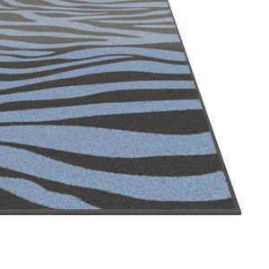 Sonoma Tabora Blue and Black 7 ft. 10 in. x 10 ft. 9 in. Animal Stripe Viscose Area Rug