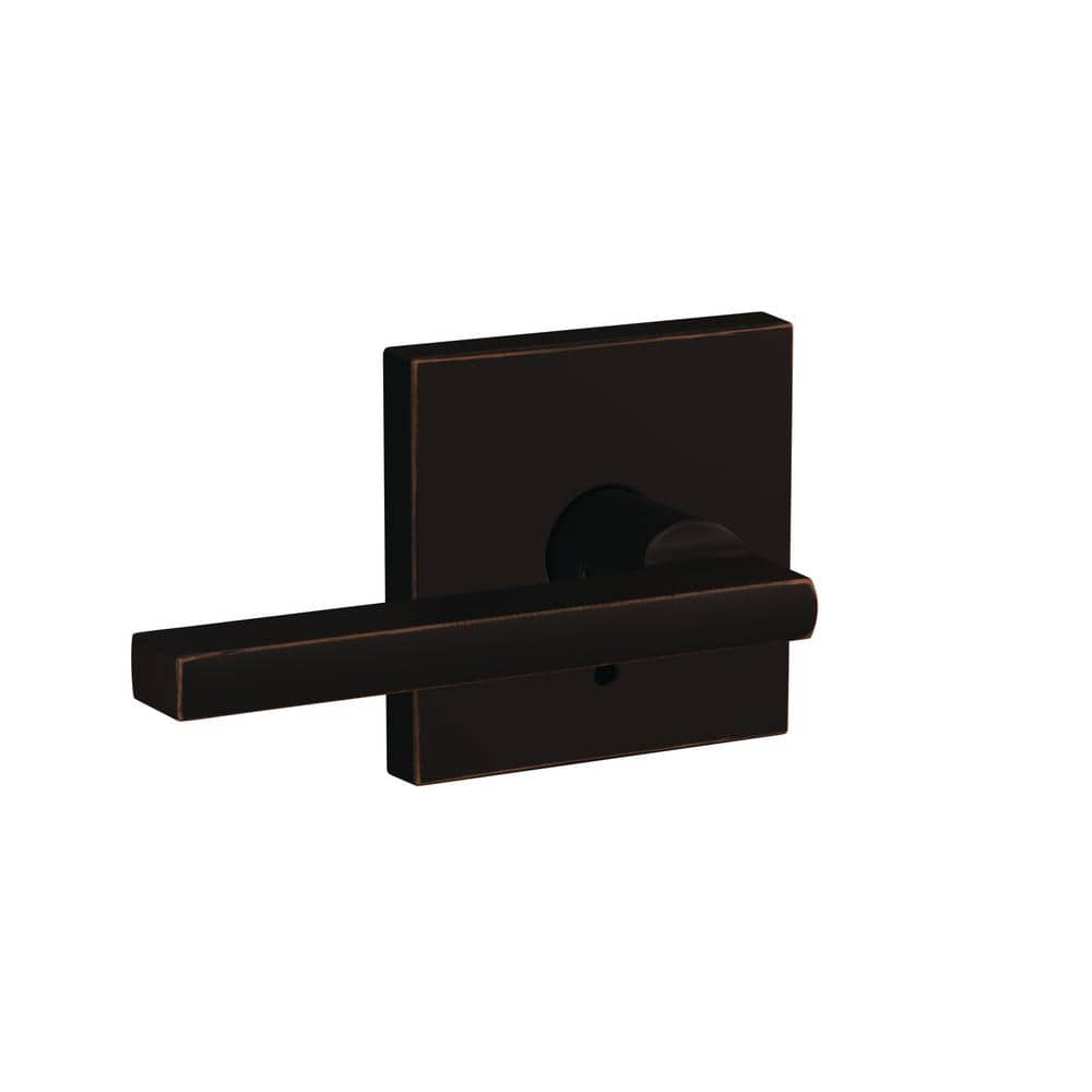 Schlage Custom Latitude Aged Bronze Combined Interior Door Handle with  Collins Trim FC21 LAT 716 COL - The Home Depot