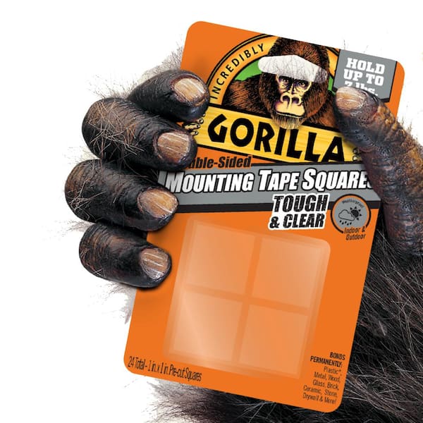 Gorilla Mounting Tape Squares Crystal Clear Pack of 6
