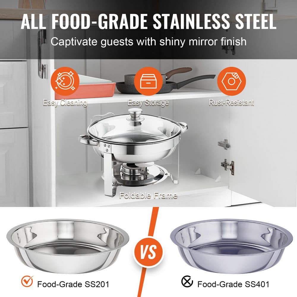 Stainless Steel Round Chafing Dish Set with Glass Lid