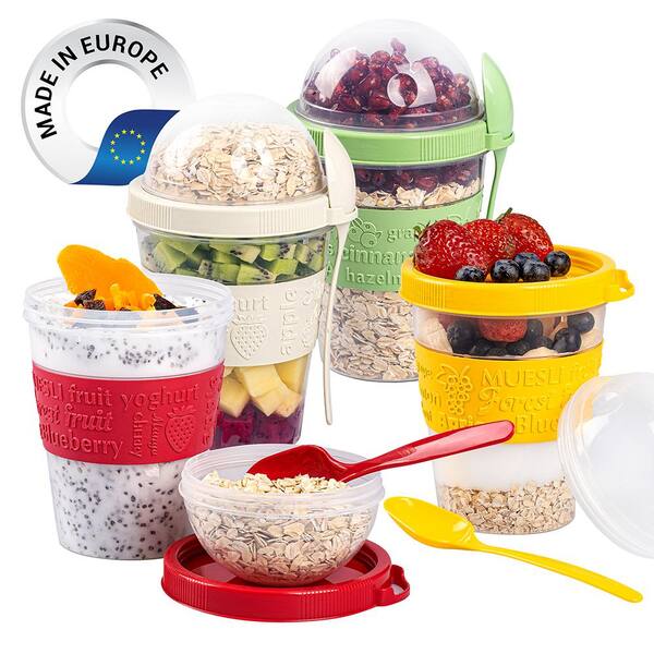 Topping Prep Containers Meal Prep Cups 20 Oz Overnight Oats Containers Set Of 4 - Portable ...
