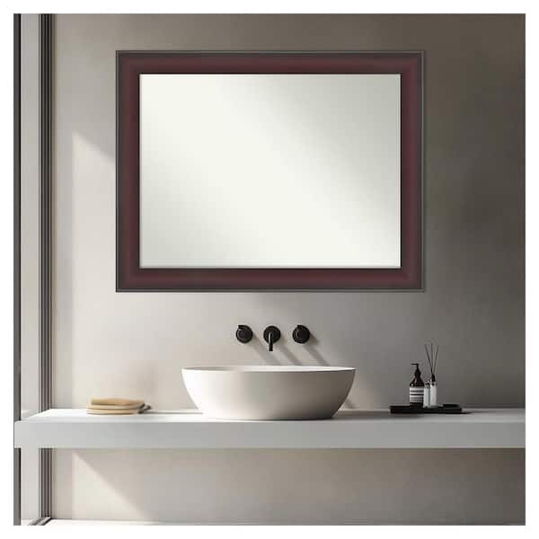 Grand Cherry Narrow 21.75 in. x 27.75 in. Non-Beveled Casual Rectangle Framed Bathroom Wall Mirror