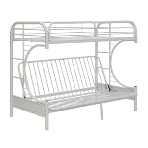 Eclipse White Twin XL/Queen Adjustable Bunk Bed with Metal Frame
