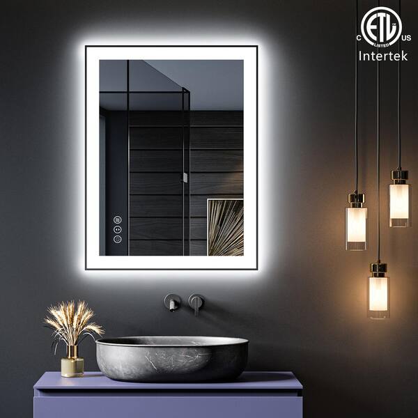 Apmir 28 in. W x 36 in. H Rectangular Space Aluminum Framed Dual Lights