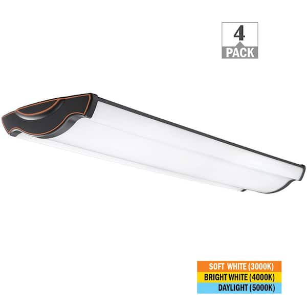 4 ft. Vintage Industrial Integrated LED Shop Light 3600LM 3000K 4000K 5000K Oil Rubbed Bronze Wavy End Caps (4-Pack)