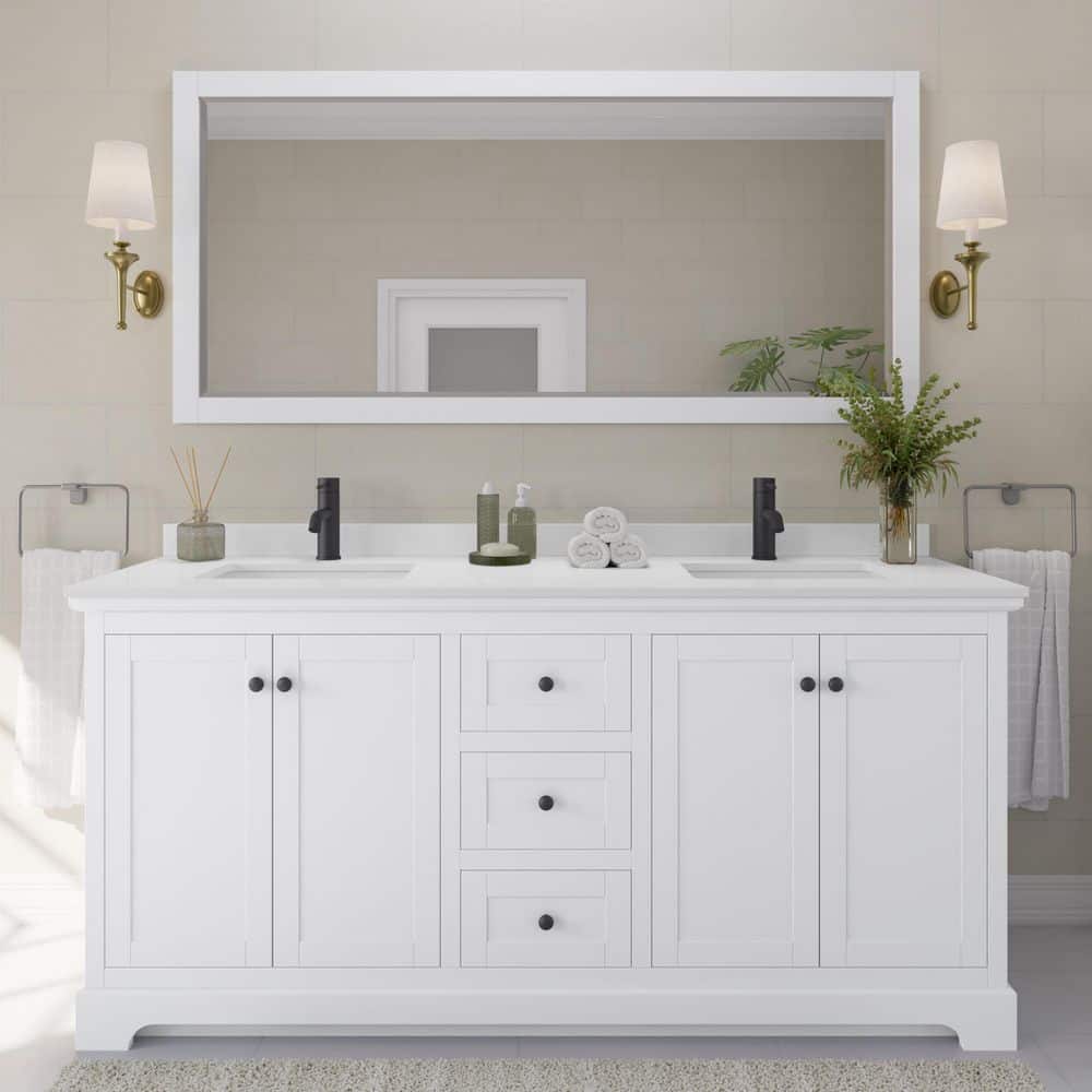 Avery 72 in. W x 22 in. D x 35 in. H Double Bath Vanity in White with White Cultured Marble Top price history on PriceWatchPro