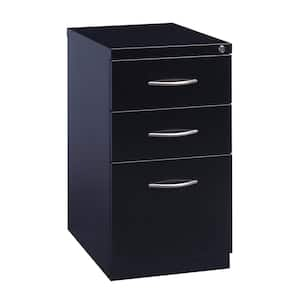 23 in. D 3-Drawer Black Metal Letter Width 15 in. W Mobile Pedestal File Cabinet Box-Box-File with Arch Pull